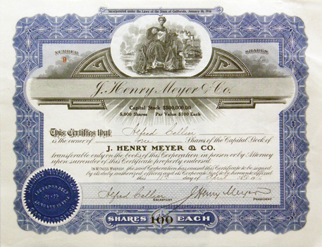 «J. Henry Meyer certificate, issued to Alfred Cellier»